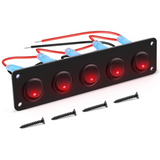 5 Gang 3 Pin Rocker Switch Panel Red