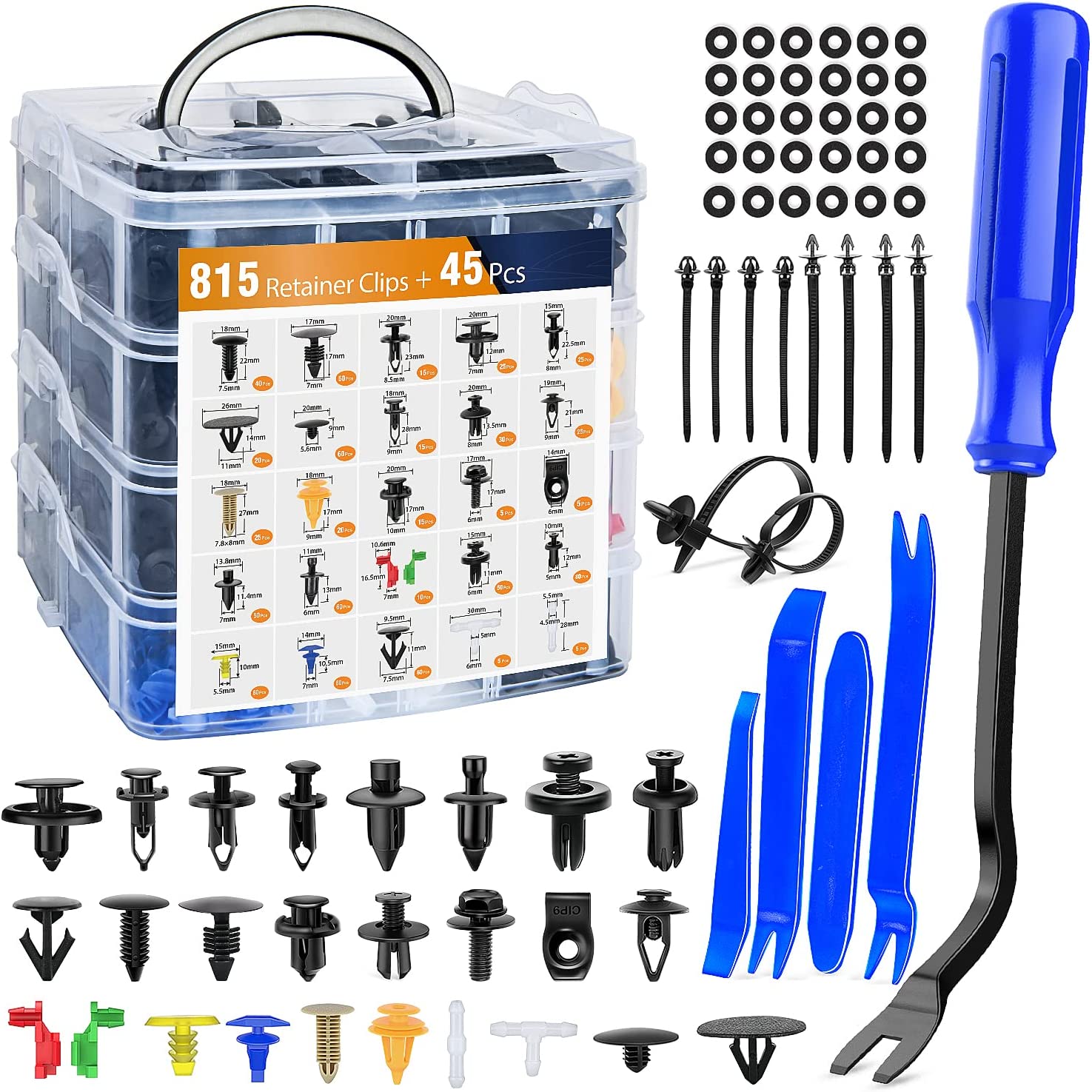 240 Pcs Car Push Retainer Kit and Free Fastener Remover,Assortment  Universal Bumper Retainer Clips Push Type Retainers Set in Case Fits For GM  Ford